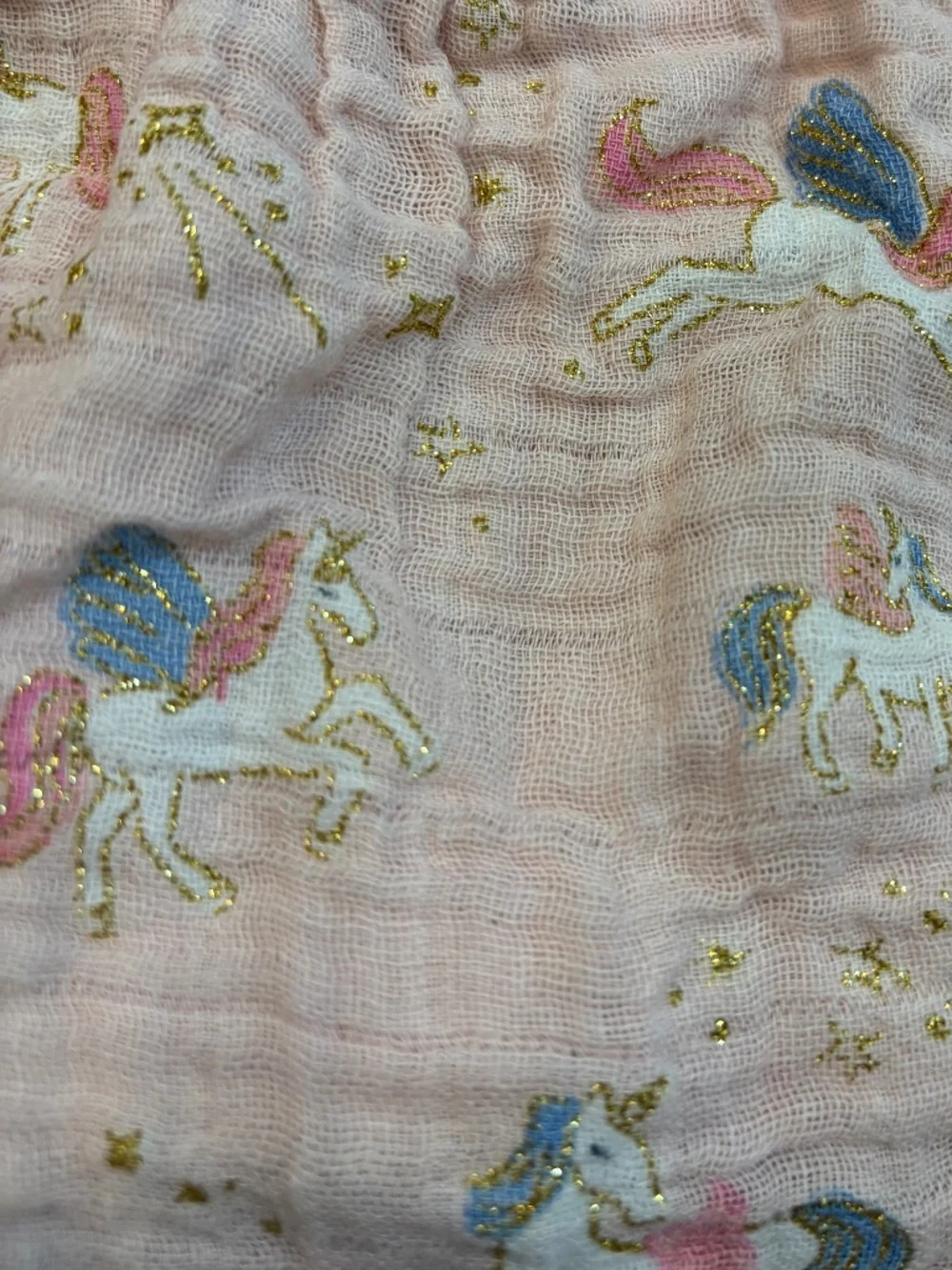Mud Pie Baby Girl Unicorn Print Muslin Bubble Dress Light Pink 6-9 Months Cotton